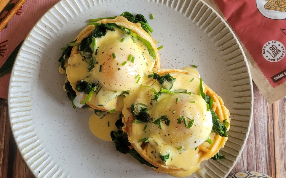 Keto Eggs Florentine with Waffles