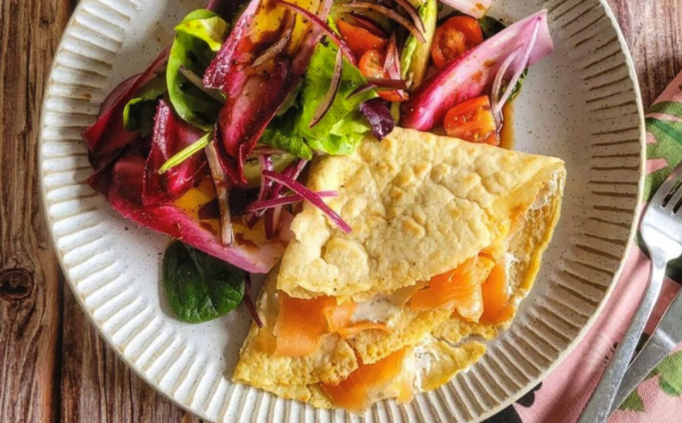 Smoked Salmon Crepes & Rainbow Salad